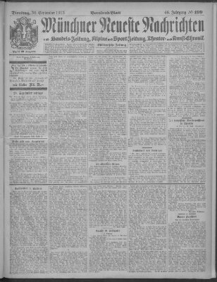 Münchner neueste Nachrichten Dienstag 30. September 1913