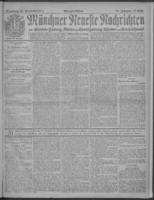 Münchner neueste Nachrichten Dienstag 30. September 1913