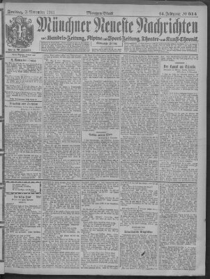 Münchner neueste Nachrichten Freitag 3. November 1911