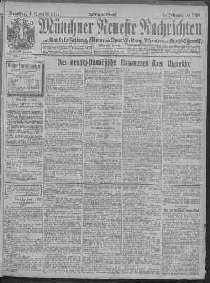 Münchner neueste Nachrichten Samstag 4. November 1911