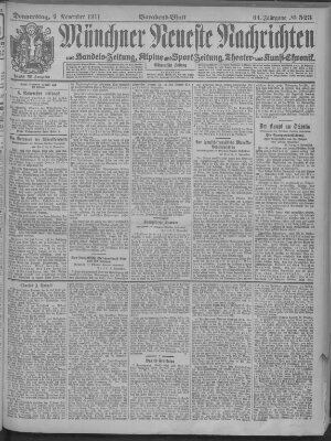 Münchner neueste Nachrichten Donnerstag 9. November 1911