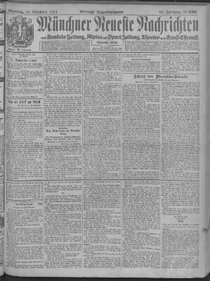 Münchner neueste Nachrichten Montag 13. November 1911