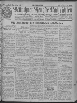 Münchner neueste Nachrichten Mittwoch 15. November 1911