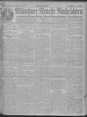 Münchner neueste Nachrichten Donnerstag 16. November 1911