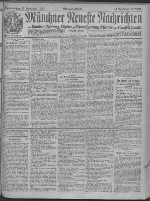 Münchner neueste Nachrichten Donnerstag 16. November 1911