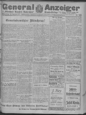 Münchner neueste Nachrichten Donnerstag 16. November 1911