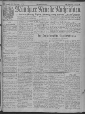 Münchner neueste Nachrichten Mittwoch 22. November 1911