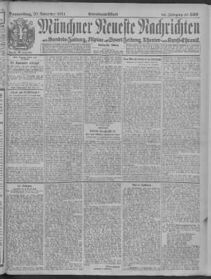 Münchner neueste Nachrichten Donnerstag 30. November 1911