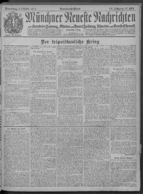 Münchner neueste Nachrichten Dienstag 3. Oktober 1911