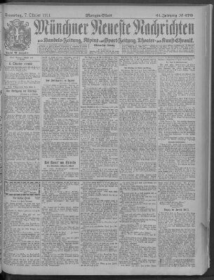 Münchner neueste Nachrichten Samstag 7. Oktober 1911