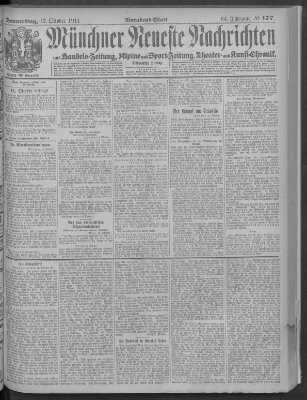 Münchner neueste Nachrichten Donnerstag 12. Oktober 1911