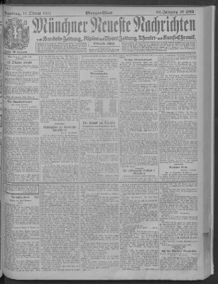 Münchner neueste Nachrichten Samstag 14. Oktober 1911