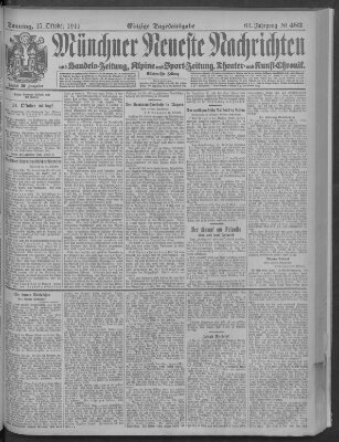 Münchner neueste Nachrichten Sonntag 15. Oktober 1911