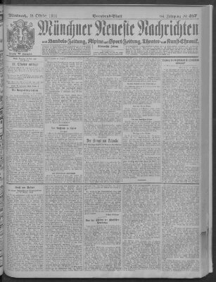 Münchner neueste Nachrichten Mittwoch 18. Oktober 1911