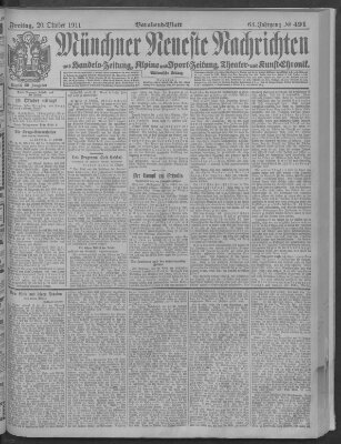 Münchner neueste Nachrichten Freitag 20. Oktober 1911