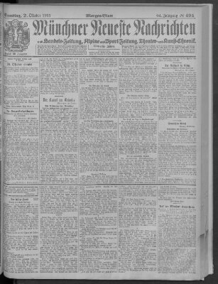 Münchner neueste Nachrichten Samstag 21. Oktober 1911