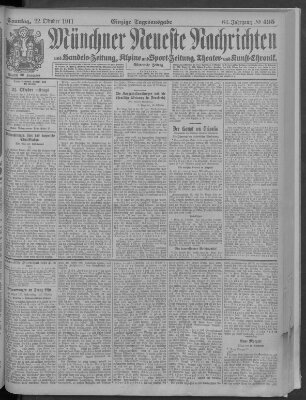 Münchner neueste Nachrichten Sonntag 22. Oktober 1911