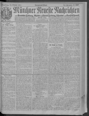 Münchner neueste Nachrichten Dienstag 24. Oktober 1911