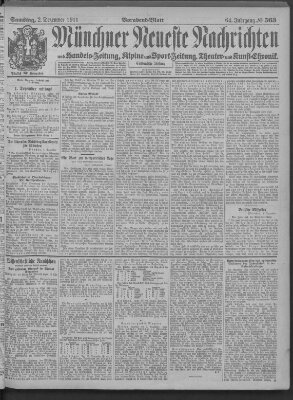 Münchner neueste Nachrichten Samstag 2. Dezember 1911