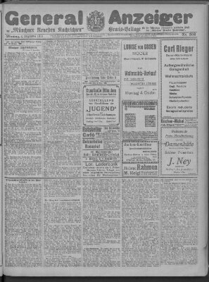 Münchner neueste Nachrichten Montag 4. Dezember 1911