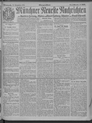 Münchner neueste Nachrichten Mittwoch 13. Dezember 1911