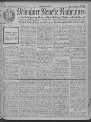 Münchner neueste Nachrichten Donnerstag 14. Dezember 1911