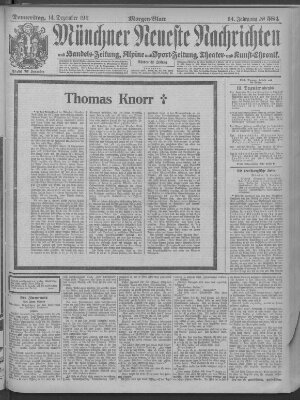 Münchner neueste Nachrichten Donnerstag 14. Dezember 1911