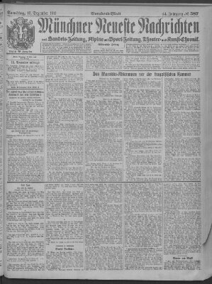 Münchner neueste Nachrichten Samstag 16. Dezember 1911