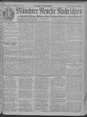 Münchner neueste Nachrichten Sonntag 17. Dezember 1911