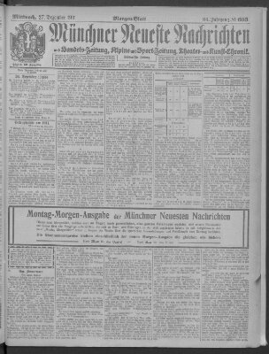 Münchner neueste Nachrichten Mittwoch 27. Dezember 1911