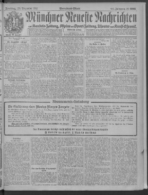 Münchner neueste Nachrichten Freitag 29. Dezember 1911