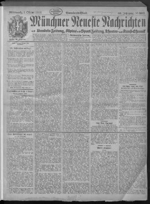 Münchner neueste Nachrichten Mittwoch 1. Oktober 1913