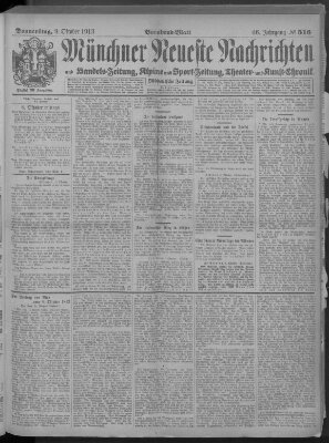 Münchner neueste Nachrichten Donnerstag 9. Oktober 1913