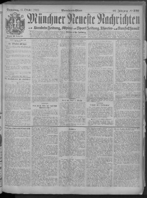 Münchner neueste Nachrichten Samstag 11. Oktober 1913