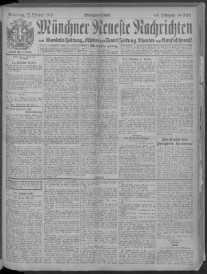 Münchner neueste Nachrichten Sonntag 12. Oktober 1913