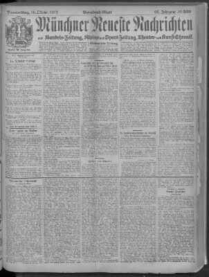 Münchner neueste Nachrichten Donnerstag 16. Oktober 1913