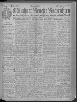 Münchner neueste Nachrichten Sonntag 19. Oktober 1913