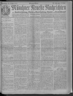 Münchner neueste Nachrichten Samstag 25. Oktober 1913