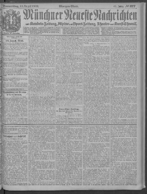 Münchner neueste Nachrichten Donnerstag 13. August 1908