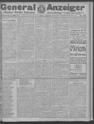 Münchner neueste Nachrichten Donnerstag 20. August 1908