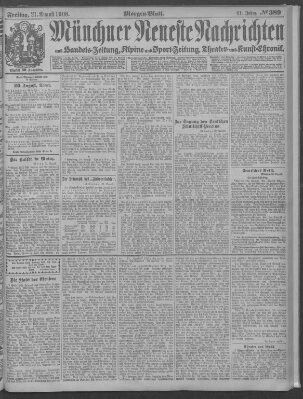 Münchner neueste Nachrichten Freitag 21. August 1908