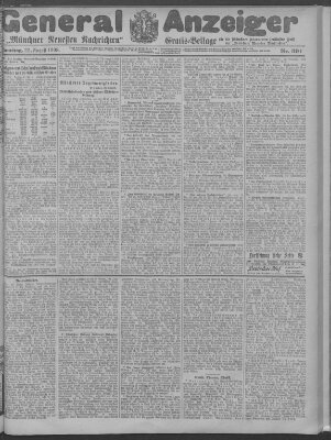 Münchner neueste Nachrichten Samstag 22. August 1908