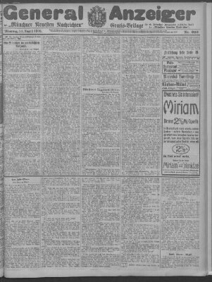 Münchner neueste Nachrichten Montag 24. August 1908