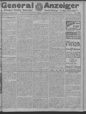 Münchner neueste Nachrichten Dienstag 25. August 1908