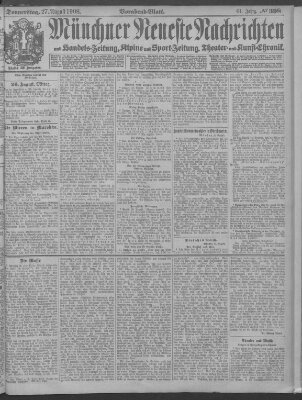 Münchner neueste Nachrichten Donnerstag 27. August 1908