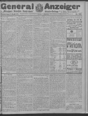 Münchner neueste Nachrichten Donnerstag 27. August 1908