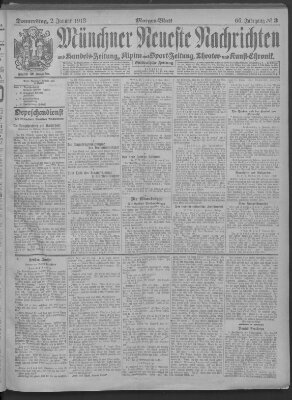 Münchner neueste Nachrichten Donnerstag 2. Januar 1913