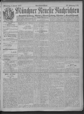 Münchner neueste Nachrichten Sonntag 5. Januar 1913