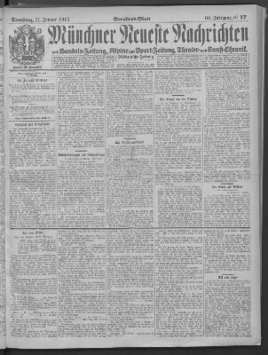 Münchner neueste Nachrichten Samstag 11. Januar 1913