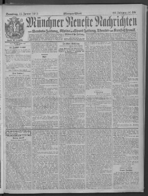 Münchner neueste Nachrichten Samstag 11. Januar 1913